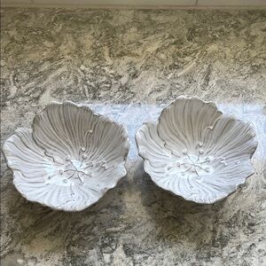 Elegant White Floral Bowls set of two
